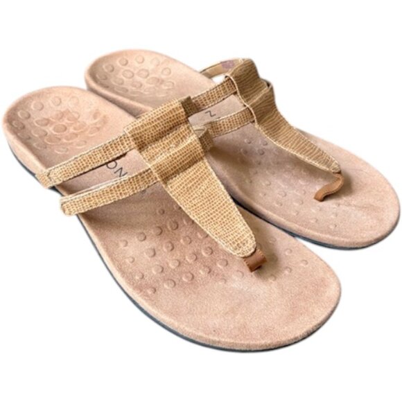 Vionic Elvia Adjustable Slip-on Orthotic Faux Leather Sandal - Toffee - 11 - Picture 2 of 11